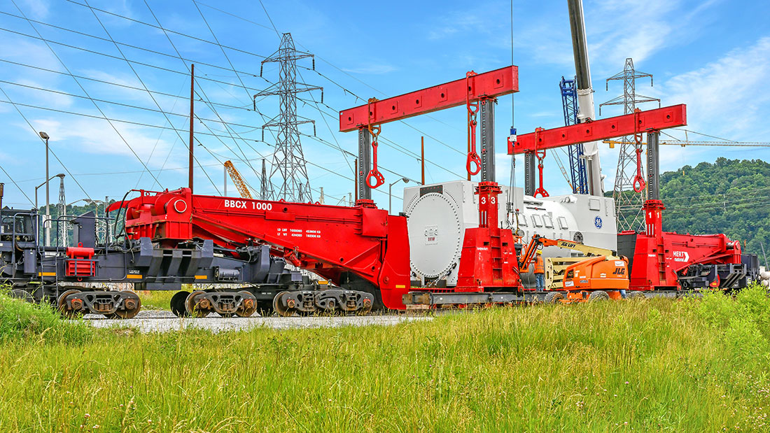 Preparing to offload 614 MVA generator from on-site loop track