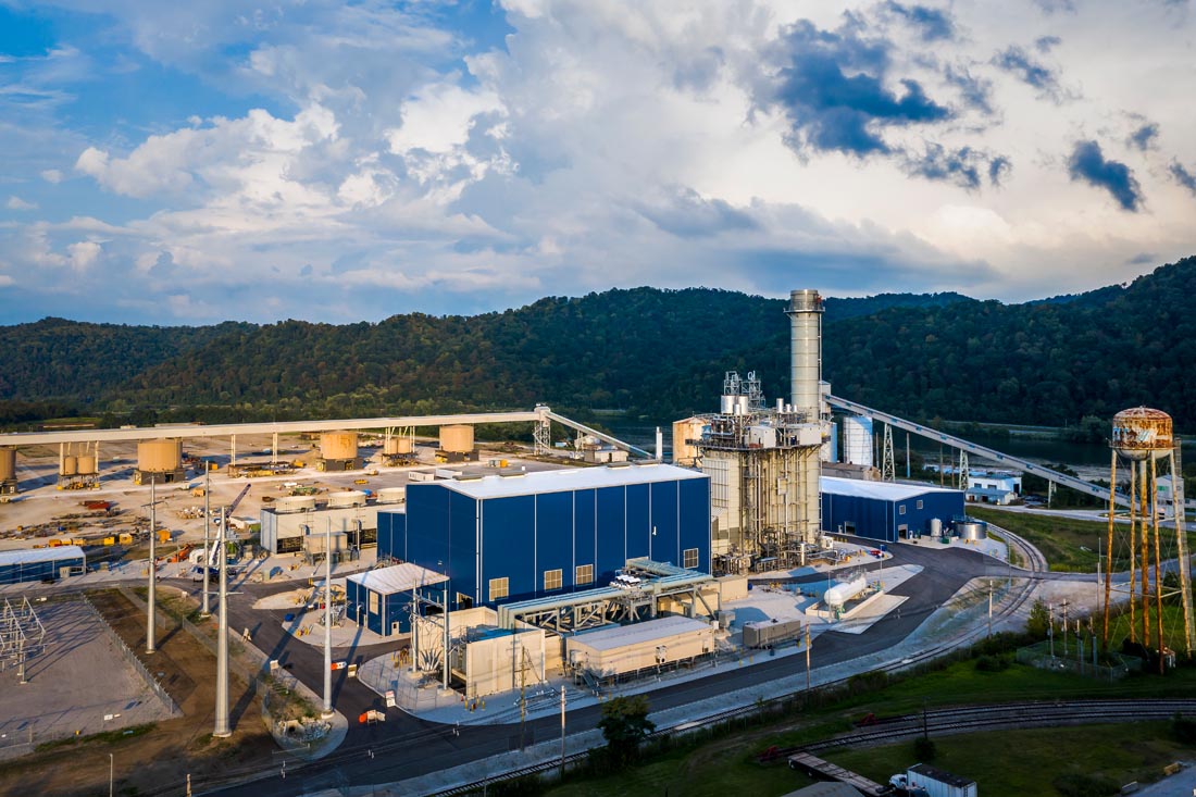 Power plant operations – looking east showing Isophase bus ducts to step-up transformer