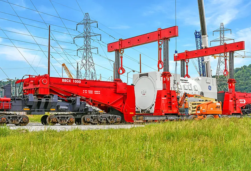 Preparing to offload 614 MVA generator from on-site loop track
